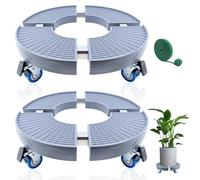 K KASONIC Base Móvil para Macetas con 4 Ruedas, Capacidad 150KG, 2 Unidades Soporte Rodante Ajustable 37-43cm para Maceteros Grandes de Interior y Exterior, Incluye 5M de Cinta de Velcro Rasgable