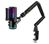 K KASONIC Micrófono RGB para Gaming con Brazo Articulado, Micrófono Condensador para Home Studio para PC, Micrófono USB 24bit 192kHz para Grabación de Podcasts, Kit de Micrófono para Streaming