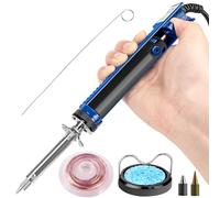 K KERNOWO 929D-V - Lechón de soldadura eléctrica para desoldar - Herramienta de bomba desoldadora con boquillas de 1,0 mm y 1,2 mm, pistola desoldadora con mecha y pasador de limpieza para eliminación