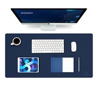 K KNODEL Alfombrilla de Escritorio, Tapete Escritoriode de Oficina, Alfombrilla de Escritorio Hecho de Cuero PVC, Alfombrilla del Escritorio del Ordenador portátil (43 x 90cm, Azul oscuro)