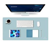 K KNODEL Alfombrilla de Escritorio, Tapete Escritoriode de Oficina, Alfombrilla de Escritorio Hecho de Cuero PVC, Alfombrilla del Escritorio del Ordenador portátil (35 x 60cm, Azul claro)