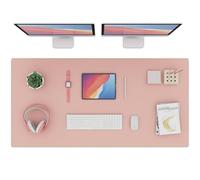 K KNODEL Alfombrilla de Escritorio, Tapete Escritoriode de Oficina, Alfombrilla de Escritorio Hecho de Cuero PVC, Alfombrilla del Escritorio del Ordenador portátil (43 x 90cm, Rosado)