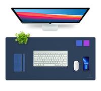 K KNODEL Almohadilla de escritorio, almohadilla de escritorio, cabeza de succión de escritorio de cuero de PVC para computadoras portátiles, tablero de escritura impermeable (43cm x 90cm, Azul oscuro)