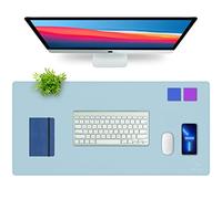 K KNODEL Almohadilla de escritorio, almohadilla de escritorio, cabeza de succión de escritorio de cuero de PVC para computadoras portátiles, tablero de escritura impermeable (43cm x 90cm, Azul claro)