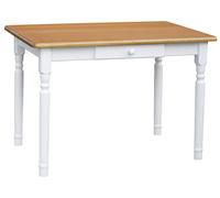 k koma Alder - Mesa de comedor (50 x 70 cm, madera de pino maciza), color blanco y miel
