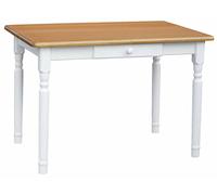 k koma Alder - Mesa de comedor (pino macizo, color blanco y miel con cajón, 70 x 100)