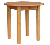 k koma Alder - Mesa de comedor redonda de pino con cajón (90 cm), color marrón