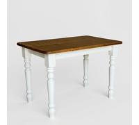 k koma Mesa de comedor maciza de pino lacado blanco con tapa de roble (60 x 90 cm)