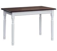 k koma Mesa de comedor rústica de 120 x 70 cm, madera maciza de pino, mesa de madera de nogal, patas blancas, estilo rústico