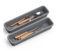 K KORKUAN Organizador Cubiertos para Cajon, DIY Organizador Cubiertos, Silicona Cubertero Cajon, 2 Unidades, Resistente a la Humedad y al Calor Hasta 200 °C, Antideslizante y Ecológico (Gris)