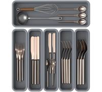 K KORKUAN Organizador Cubiertos para Cajon, DIY Organizador Cubiertos, Silicona Cubertero Cajon, 6 Unidades, Resistente a la Humedad y al Calor Hasta 200 °C, Antideslizante y Ecológico (Gris)