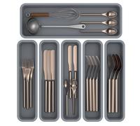 K KORKUAN Paquete de 6 organizadores de cajones de silicona para cubiertos, organizador de cajones de cocina, organizador de utensilios, bandeja de cubiertos para cucharas, tenedores, antideslizante y