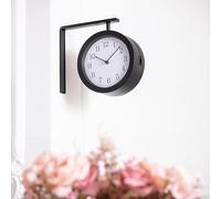 K&L Reloj de pared vintage metálico, sin tic-tac, 21 cm, doble cara, negro y blanco (aspecto steampunk, 28 x 25,3 cm)