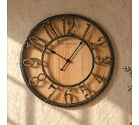 K&L Wall Art 30 cm de gran tamaño reloj de pared vintage industrial de estilo rústico de campo relojes de pared de madera con aspecto de metal sin ruido de tictac reloj silencioso