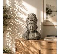 K&L Wall Art Figura de Buda con aspecto de piedra, cabeza grande, estatua de Buda, Feng Shui, decoración para alféizar de ventana, busto, 34 x 21 x 44 cm
