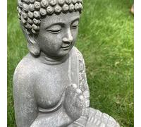 K&L Wall Art Figura de Buda Feng Shui decoración para jardín Estatua Buda Grande Piedra Artificial Interior Exterior 33cm Gris Aspecto hormigón