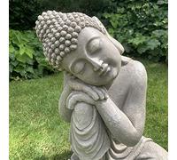 K&L Wall Art Figura decorativa de Buda grande, piedra artificial, Feng Shui, estatua decorativa zen (gris hormigón, 40 cm de alto)