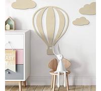 K&L Wall Art Globo aerostático para habitación infantil, diseño de madera, para bebé, niña, niño, dormitorio, decoración moderna ( chapa de álamo, 15 x 20 cm)
