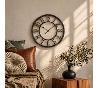K&L Wall Art - Gran reloj de pared vintage industrial estilo campestre - Aspecto de madera y metal - Sin ruido de tic-tac - Reloj silencioso (Reloj de granja, Ø 30 cm)