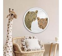 K&L Wall Art Marco de fotos redondo de madera para pósteres, 70 cm de diámetro, madera de densidad media, color blanco, moderno, redondo, con soporte de pared