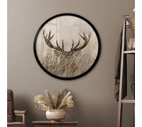 K&L Wall Art Marco de madera MDF negro, redondo, con soporte premontado, cristal acrílico para pósteres, 50 cm de diámetro, mural