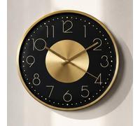 K&L Wall Art Reloj de pared dorado de 40 cm, sin ruido de tictac, silencioso, reloj de metal para sala de estar, oficina, relojes de pared minimalistas, aspecto dorado