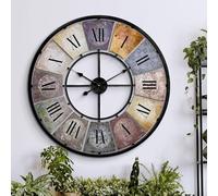 K&L Wall Art Reloj de Pared Gigante de Metal XXL diseño Antiguo números Romanos Ø 80cm Retro hogar Reloj de Cocina Vintage