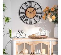 K&L Wall Art Reloj de pared grande de 40 cm de diámetro, XL, de metal, industrial, vintage, para salón, silencioso, movimiento de cuarzo, sin ruido de tictac