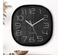 K&L Wall Art Reloj de pared retro, negro, duradero, movimiento de cuarzo, sin tictac, analógico, para dormitorio, oficina, decoración de pared, moderno (diámetro de 28 cm, rectangular)