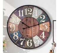 K&L Wall Art Reloj de pared vintage silencioso con aspecto de madera de palé, 40 cm, sin ruido de tictac (imitación de madera multicolor)