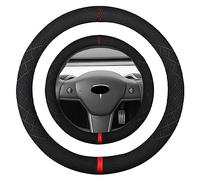 K LAKEY Funda para volante de gamuza de 15 pulgadas, compatible con Tesla Model 3, Model Y, Model S, Model X, gamuza deportiva, antideslizante, accesorios interiores de coche, 15 pulgadas, para hombre