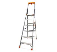 K•LUTECH - Escalera Plegable, Escalera Tijera, Peldaño, Fabricada en Aluminio, Calidad Profesional, Asa de Transporte Confortable, Portaherramientas ABS (Trabajo a 3,2 m)