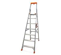 K•LUTECH - Escalera Plegable, Escalera Tijera, Peldaño, Fabricada en Aluminio, Calidad Profesional, Asa de Transporte Confortable, Portaherramientas ABS (Trabajo a 3,4 m)