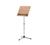 K&M 118/3 Atril para orquesta con estante de madera de nogal - extensión de 68 a 121 cm - dos soportes de almacenamiento