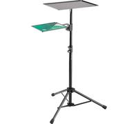 K&M 12150 Soporte para laptop negro, acero - Soporte para portátil con alfombrilla para ratón - plegable, con trípode - para escenarios, estudios y conferencias