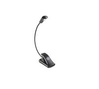 K&M 12241 Lámpara LED FlexLight negra para atril - conexión con abrazadera - cuello de cisne flexible, brillo 800 Lux