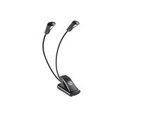 K&M 12243 Lámpara atril FlexLight LED doble negra - conexión con abrazadera - 2 cuellos de cisne flexibles, 2 x 700 Lux