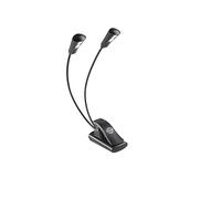 K&M 12244 Lámpara atril FlexLight LED doble negra - conexión con abrazadera - 2 cuellos de cisne flexibles, 2 x 1300 Lux