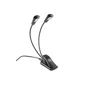 K&M 12245 Lámpara atril FlexLight LED doble negra - conexión con abrazadera - 2 cuellos de cisne flexibles, 2 x 1700 Lux