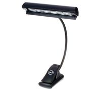 K&M 12248 Lámpara para atril Concert Light negro - pantalla de 15 cm - con clip, cuello de cisne, 6 LED, bolsa de transporte incluida