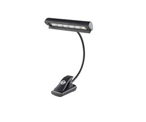 K&M 12248 Lámpara para atril Concert Light negro - pantalla de 15 cm - con clip, cuello de cisne, 6 LED, bolsa de transporte incluida