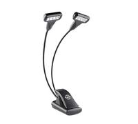 K&M 12273 Lámpara para atril Doble 4 LED Modelo T FlexLight negro - conexión por abrazadera - 3000 Kelvin, 64 lúmenes