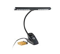 K&M 12295 Lámpara para atril Dimmer Light negro - pantalla 30 cm - con abrazadera, cuello de cisne, 2 x 1400 Lux