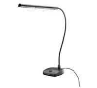 K&M 12296 Lámpara Piano, negra - Pantalla con cuello de cisne de 29,6 cm - 12 LED de brillo de 2500 Lux, cable de 3 m