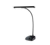 K&M 12298 Lámpara Piano, negra - Pantalla de 30 cm con cuello de cisne - 12 LED de intensidad variable 2500 Lux