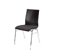 K&M 13415 Silla apilable negra - haya, acero - asientos ligeros para orquesta - robusta, para múltiples usos, con pies cromados, asiento acolchado
