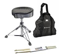 K & M 14000 Drum Trono Gomezz Funda de asas 14003 Mantenga Drum 1 par de baquetas !!!