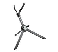 K&M 14330 Soporte para saxofón Jazz, negro, aluminio - con estuche - altura 31 cm - transporte a prueba de fallos