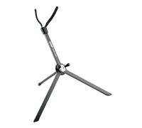 K&M 14335 Soporte para saxofón Jazz negro, en aluminio - con estuche - altura 42,5 cm - transporte posible en el bafle