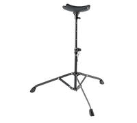 K&M 14950 Soporte para tuba, negro - plegable - soporta hasta 10 kg - estante acolchado de goma